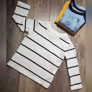 GAP Kids Set Of 3 Long Sleeve Cotton T-Shirts Blue, White, Mustard Yellow 18-24M